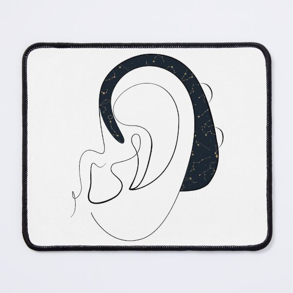 Item preview, Hearing Aid Line Art with Gold Constellations Illustration designed and sold by spooniecentral.