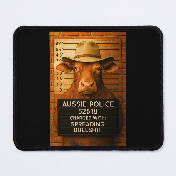 Item preview, Droughtmaster Bull Mugshot – Aussie Humour Art from Outback Offenders designed and sold by Michael van der Hoorn.