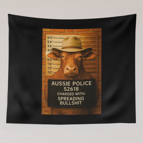 Item preview, Droughtmaster Bull Mugshot – Aussie Humour Art from Outback Offenders designed and sold by Michael van der Hoorn.