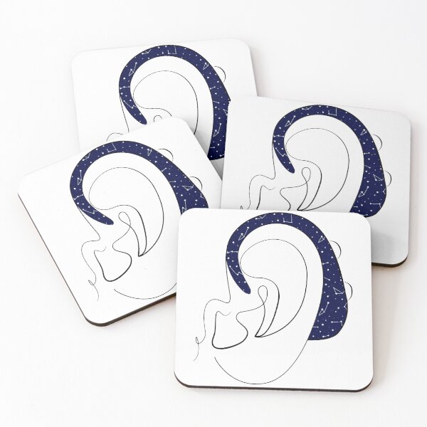 Item preview, Hearing Aid Line Art with White Constellations Illustration designed and sold by spooniecentral.