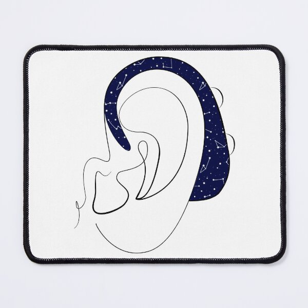Item preview, Hearing Aid Line Art with White Constellations Illustration designed and sold by spooniecentral.