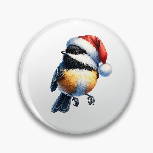 Item preview, Black Capped Chickadee Wearing Santa Hat designed and sold by TheAnimalZ00.
