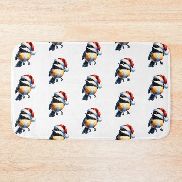 Item preview, Black Capped Chickadee Wearing Santa Hat designed and sold by TheAnimalZ00.
