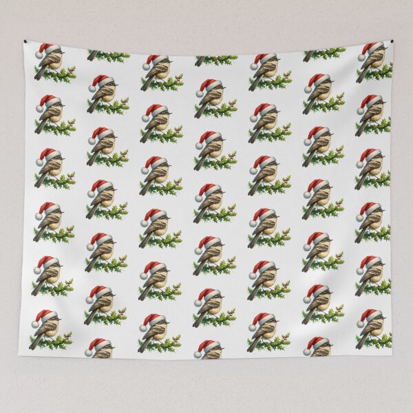 Item preview, Festive Eastern Phoebe Bird Wearing A Santa Hat designed and sold by TheAnimalZ00.