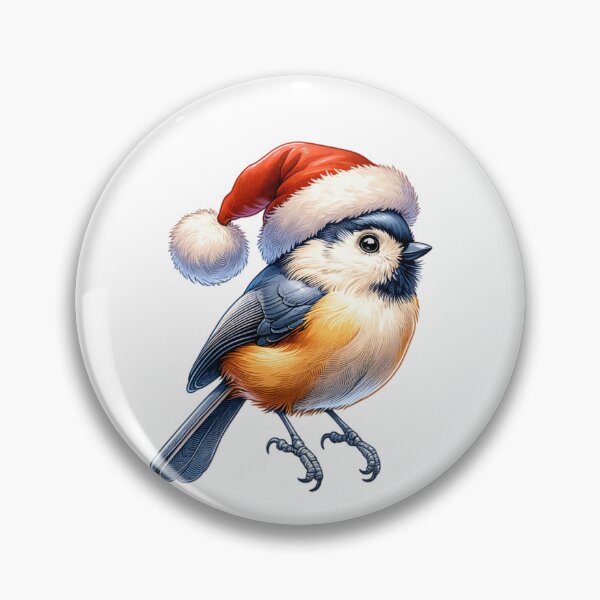 Item preview, Tufted Titmouse Bird Wearing A Santa Hat designed and sold by TheAnimalZ00.