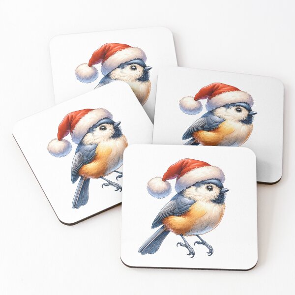 Item preview, Tufted Titmouse Bird Wearing A Santa Hat designed and sold by TheAnimalZ00.