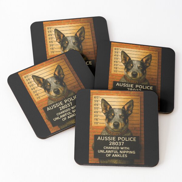 Item preview, Blue Heeler Mugshot – Funny Aussie Cattle Dog Art from Outback Offenders designed and sold by Michael van der Hoorn.