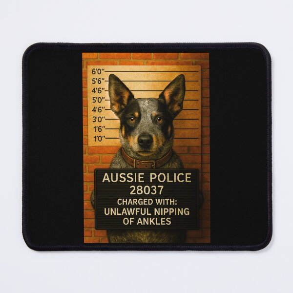 Item preview, Blue Heeler Mugshot – Funny Aussie Cattle Dog Art from Outback Offenders designed and sold by Michael van der Hoorn.
