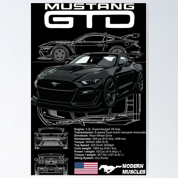 Item preview, Black Mustang GTD designed and sold by BronArtworks.