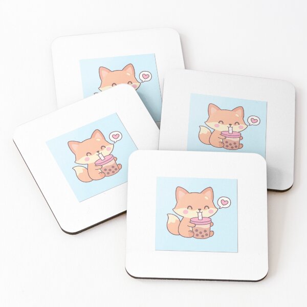 Item preview, Cute Pastel Fox enjoying Bubble Tea designed and sold by PastelKay.