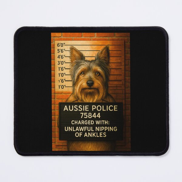 Item preview, Silky Terrier Mugshot – Funny Aussie Dog Art from Outback Offenders designed and sold by Michael van der Hoorn.