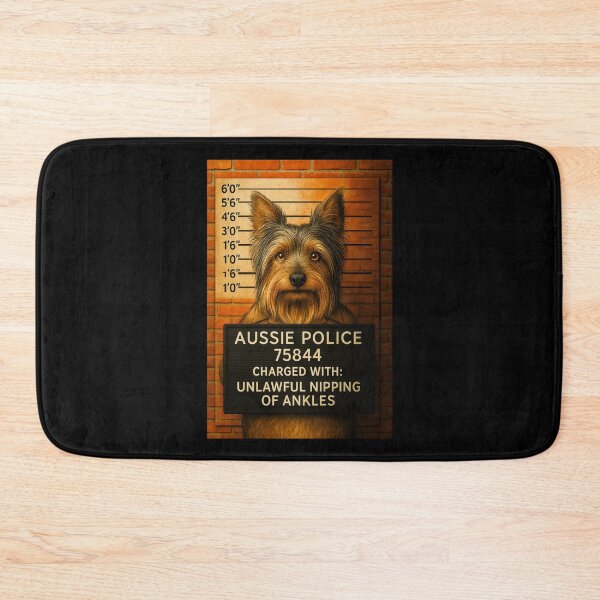 Item preview, Silky Terrier Mugshot – Funny Aussie Dog Art from Outback Offenders designed and sold by Michael van der Hoorn.