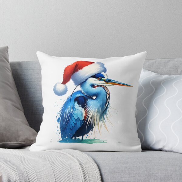 Item preview, Watercolor Blue Heron Wearing A Santa Hat designed and sold by TheAnimalZ00.