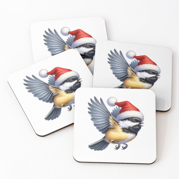 Item preview, Flying Black Capped Chickadee Wearing Santa Hat designed and sold by TheAnimalZ00.