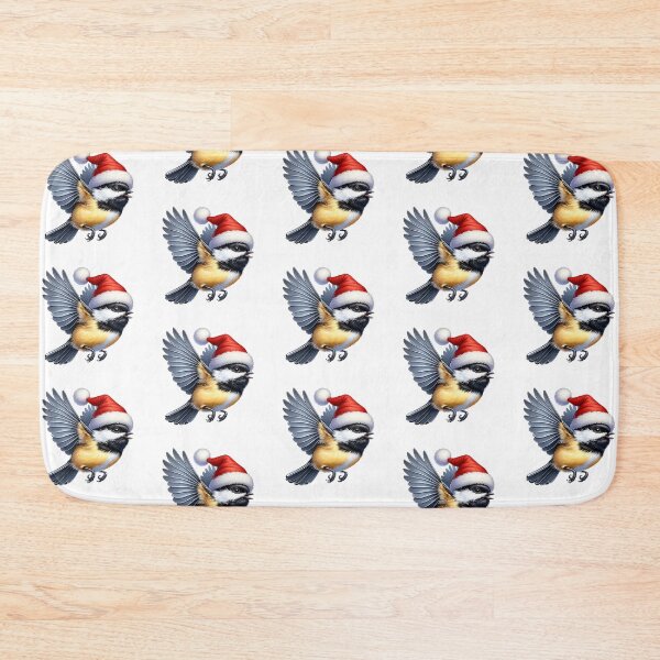 Item preview, Flying Black Capped Chickadee Wearing Santa Hat designed and sold by TheAnimalZ00.