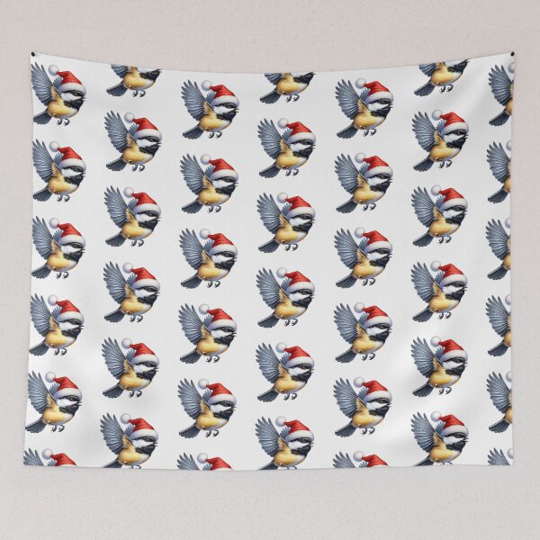 Item preview, Flying Black Capped Chickadee Wearing Santa Hat designed and sold by TheAnimalZ00.