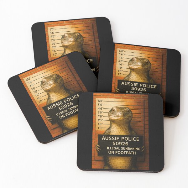 Item preview, Blue-Tongue Lizard Mugshot – Funny Aussie Reptile Art from Outback Offenders designed and sold by Michael van der Hoorn.