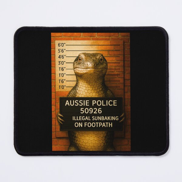 Item preview, Blue-Tongue Lizard Mugshot – Funny Aussie Reptile Art from Outback Offenders designed and sold by Michael van der Hoorn.