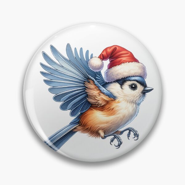 Item preview, Flying Tufted Titmouse Bird Wearing A Santa Hat designed and sold by TheAnimalZ00.