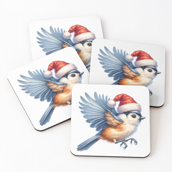 Item preview, Flying Tufted Titmouse Bird Wearing A Santa Hat designed and sold by TheAnimalZ00.