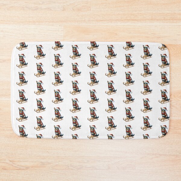 Item preview, Christmas Australian Kelpie Dog On A Sled designed and sold by TheAnimalZ00.