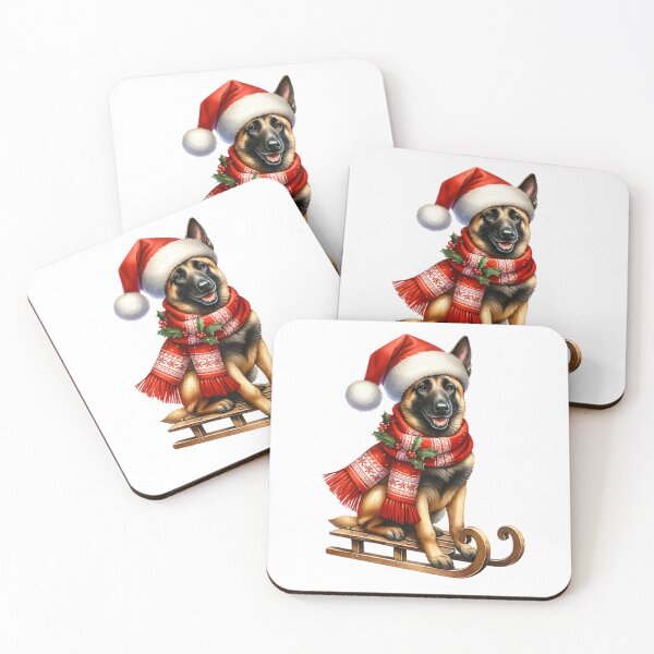 Item preview, Christmas Belgian Malinois Dog On A Sled designed and sold by TheAnimalZ00.