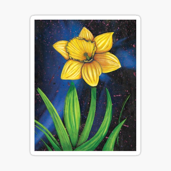 Golden Daffodil Bloom – Bold Botanical Spring Flower Illustration Sticker