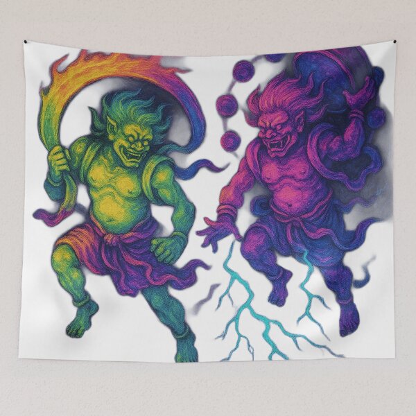 Item preview, wind god thunder god designed and sold by mayhaku.