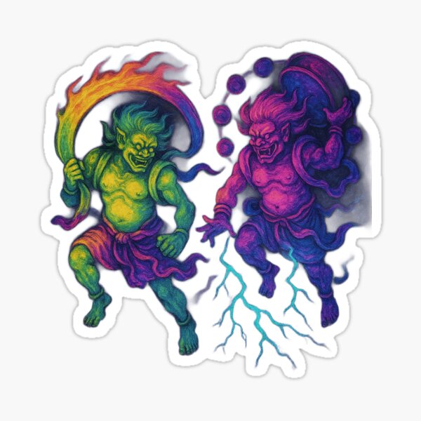 Item preview, wind god thunder god designed and sold by mayhaku.