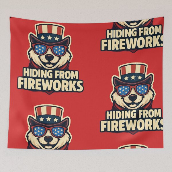 Item preview, dog hiding from fireworks designed and sold by NBCJDesigns.