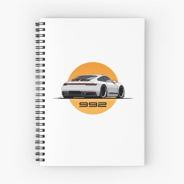 Artikelvorschau, Porsche 992 Carrera T Weißer Sonnenuntergang Illustration entworfen und verkauft von blackdogshop.