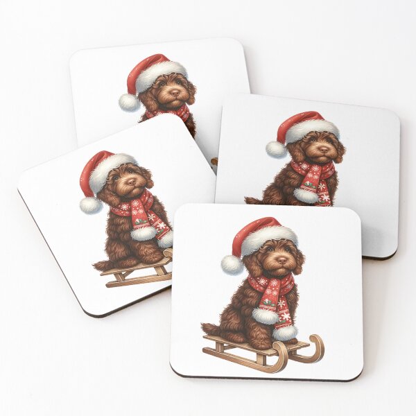 Item preview, Christmas Chocolate Australian Labradoodle Dog On A Sled designed and sold by TheAnimalZ00.