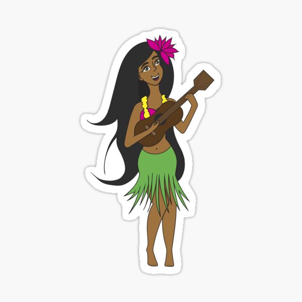 Vintage Hula Girl – Tropical Pinup Illustration with Retro Flair Sticker