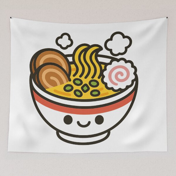 Item preview, Kawaii Smiling Ramen Bowl Illustration designed and sold by NipponPop.