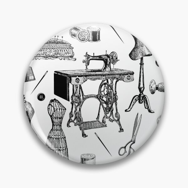 Item preview, antique victorian sewing machine black white toile designed and sold by Gossip Rag.