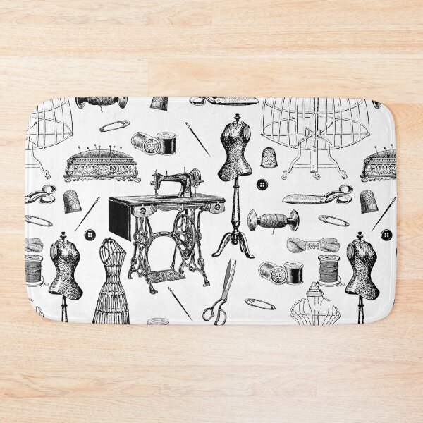 Item preview, antique victorian sewing machine black white toile designed and sold by Gossip Rag.