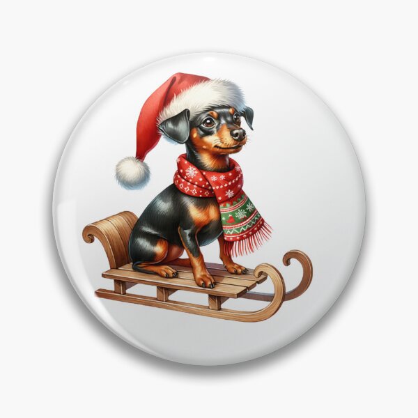 Item preview, Christmas Miniature Pinscher Dog On A Sled designed and sold by TheAnimalZ00.
