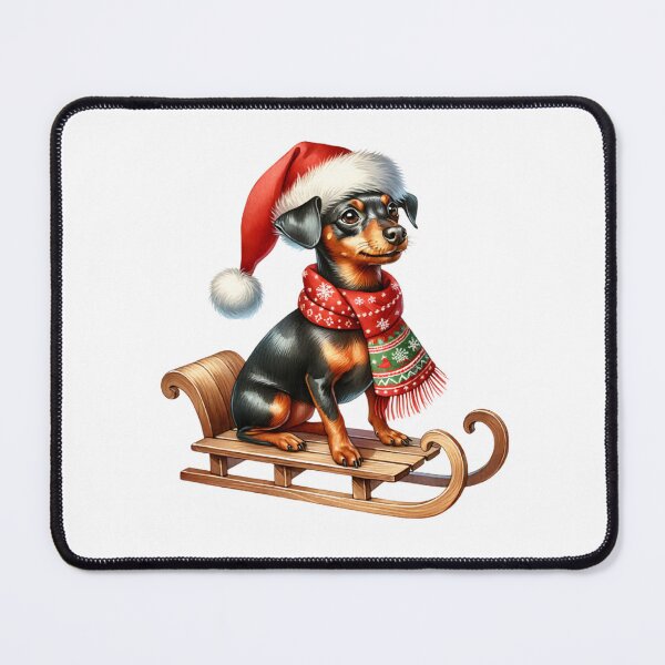 Item preview, Christmas Miniature Pinscher Dog On A Sled designed and sold by TheAnimalZ00.