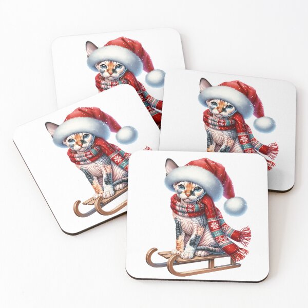 Item preview, Christmas Cornish Rex Cat On A Sled designed and sold by TheAnimalZ00.