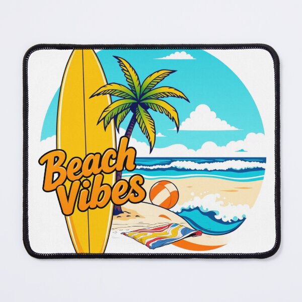 Item preview, Beach Vibes with Yellow Surfboard and Beachball designed and sold by Jessielee72.