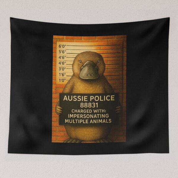Item preview, Platypus Mugshot – Funny Aussie Animal Art from Outback Offenders designed and sold by Michael van der Hoorn.