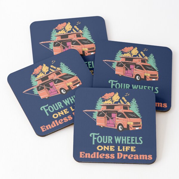 Item preview, Four Wheels One Life Endless Dreams Camping T-Shirt designed and sold by Toon Studio.