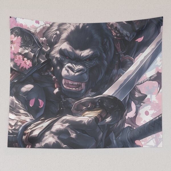 Item preview, Animal Samurai Gorilla Among Sakura Blossoms Wielding Katana Blade designed and sold by mildaclairmo.