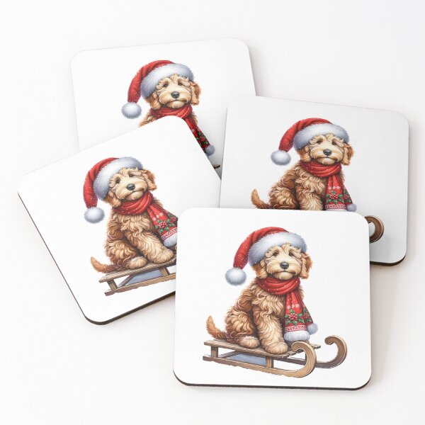 Item preview, Christmas Australian Labradoodle Dog On A Sled designed and sold by TheAnimalZ00.