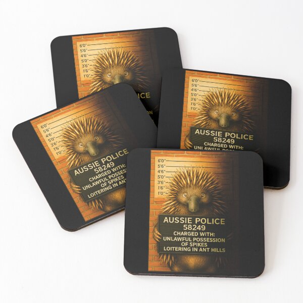 Item preview, Echidna Mugshot – Funny Aussie Wildlife Art from Outback Offenders designed and sold by Michael van der Hoorn.