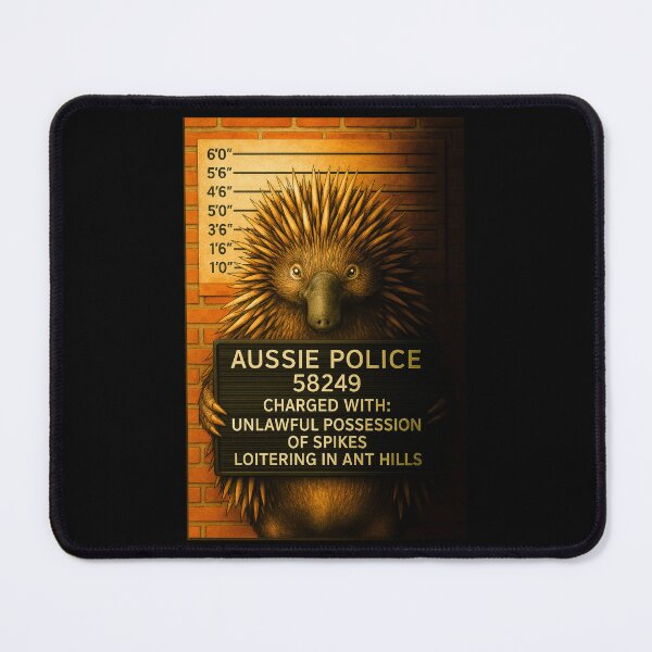 Item preview, Echidna Mugshot – Funny Aussie Wildlife Art from Outback Offenders designed and sold by Michael van der Hoorn.