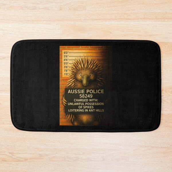 Item preview, Echidna Mugshot – Funny Aussie Wildlife Art from Outback Offenders designed and sold by Michael van der Hoorn.