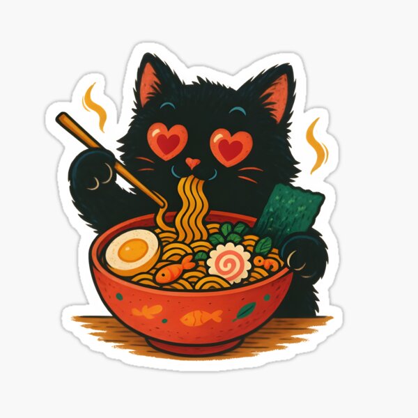 Item preview, Noodle Cat Shirt, Ramen Cat T-Shirt, Foodie Lover Shirts, Black Cat Noodle T-Shirts, Retro Cat Tees, Cat Lover Sweatshirts, Black Cat Tee  designed and sold by LashandaDesigns.