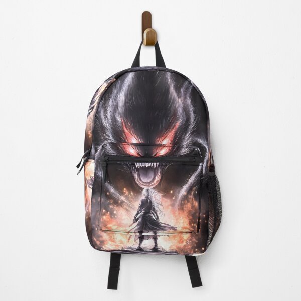 Item preview, Giant Animal Screaming Dark Demon Emerges Before Silver Haired Warrior Flames designed and sold by mildaclairmo.