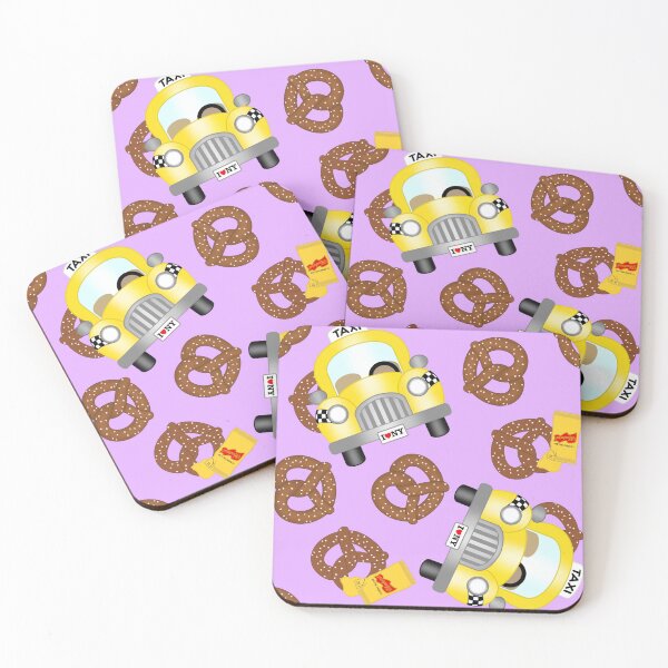 Item preview, I Love NY Pretzel Mustard and Taxi on Light Purple Lilac designed and sold by MBeesShop.